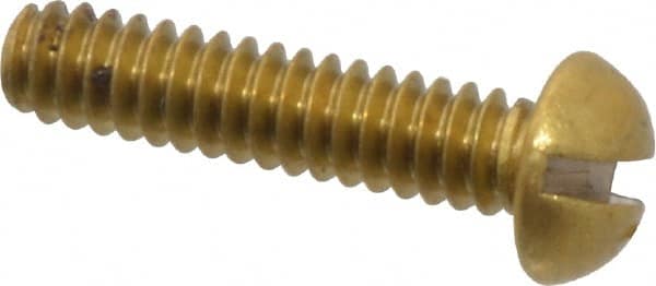 Value Collection - #4-40 UNC, 1/2" Length Under Head Slotted Drive Machine Screw - Round Head, Brass, Without Washer - Americas Industrial Supply
