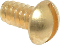 Value Collection - #6-32 UNC, 1/4" Length Under Head Slotted Drive Machine Screw - Round Head, Brass, Without Washer - Americas Industrial Supply