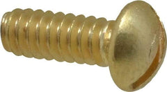 Value Collection - #6-32 UNC, 3/8" Length Under Head Slotted Drive Machine Screw - Round Head, Brass, Without Washer - Americas Industrial Supply