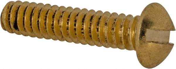 Value Collection - #6-32 UNC, 5/8" Length Under Head Slotted Drive Machine Screw - Round Head, Brass, Without Washer - Americas Industrial Supply