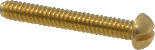 Value Collection - #6-32 UNC, 1" Length Under Head Slotted Drive Machine Screw - Round Head, Brass, Without Washer - Americas Industrial Supply