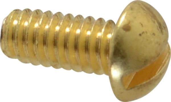 Value Collection - #8-32 UNC, 3/8" Length Under Head Slotted Drive Machine Screw - Round Head, Brass, Without Washer - Americas Industrial Supply
