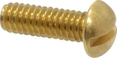 Value Collection - #8-32 UNC, 1/2" Length Under Head Slotted Drive Machine Screw - Round Head, Brass, Without Washer - Americas Industrial Supply