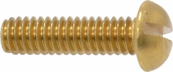 Value Collection - #8-32 UNC, 5/8" Length Under Head Slotted Drive Machine Screw - Round Head, Brass, Without Washer - Americas Industrial Supply