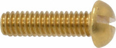 Value Collection - #8-32 UNC, 5/8" Length Under Head Slotted Drive Machine Screw - Round Head, Brass, Without Washer - Americas Industrial Supply