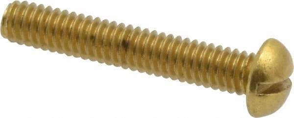 Value Collection - #8-32 UNC, 1" Length Under Head Slotted Drive Machine Screw - Round Head, Brass, Without Washer - Americas Industrial Supply