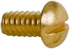 Value Collection - #10-24 UNC, 3/8" Length Under Head Slotted Drive Machine Screw - Round Head, Brass, Without Washer - Americas Industrial Supply