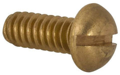 Value Collection - #10-24 UNC, 1/2" Length Under Head Slotted Drive Machine Screw - Round Head, Brass, Without Washer - Americas Industrial Supply