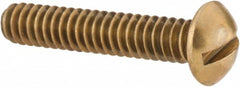 Value Collection - #10-24 UNC, 1" Length Under Head Slotted Drive Machine Screw - Round Head, Brass, Without Washer - Americas Industrial Supply