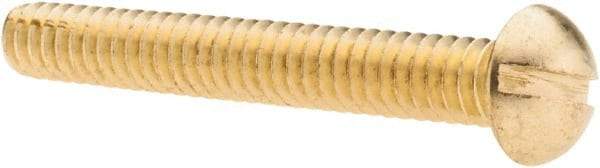 Value Collection - #10-24 UNC, 1-1/2" Length Under Head Slotted Drive Machine Screw - Round Head, Brass, Without Washer - Americas Industrial Supply