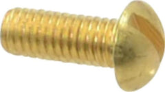 Value Collection - #10-32 UNF, 1/2" Length Under Head Slotted Drive Machine Screw - Round Head, Brass, Without Washer - Americas Industrial Supply