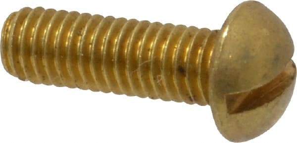 Value Collection - #10-32 UNF, 5/8" Length Under Head Slotted Drive Machine Screw - Round Head, Brass, Without Washer - Americas Industrial Supply