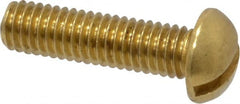 Value Collection - #10-32 UNF, 3/4" Length Under Head Slotted Drive Machine Screw - Round Head, Brass, Without Washer - Americas Industrial Supply
