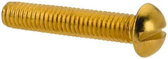 Value Collection - #10-32 UNF, 1" Length Under Head Slotted Drive Machine Screw - Round Head, Brass, Without Washer - Americas Industrial Supply