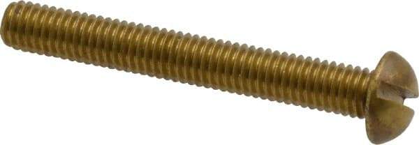 Value Collection - #10-32 UNF, 1-1/2" Length Under Head Slotted Drive Machine Screw - Round Head, Brass, Without Washer - Americas Industrial Supply