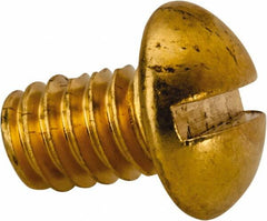 Value Collection - 1/4-20 UNC, 3/8" Length Under Head Slotted Drive Machine Screw - Round Head, Brass, Uncoated, Without Washer - Americas Industrial Supply
