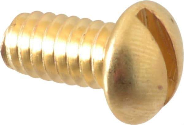 Value Collection - 1/4-20 UNC, 1/2" Length Under Head Slotted Drive Machine Screw - Round Head, Brass, Without Washer - Americas Industrial Supply