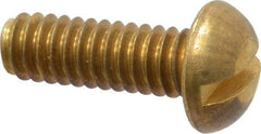 Value Collection - 1/4-20 UNC, 3/4" Length Under Head Slotted Drive Machine Screw - Round Head, Brass, Without Washer - Americas Industrial Supply