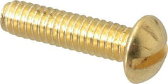 Value Collection - 1/4-20 UNC, 1" Length Under Head Slotted Drive Machine Screw - Round Head, Brass, Without Washer - Americas Industrial Supply