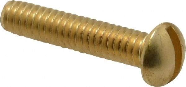 Value Collection - 1/4-20 UNC, 1-1/4" Length Under Head Slotted Drive Machine Screw - Round Head, Brass, Without Washer - Americas Industrial Supply