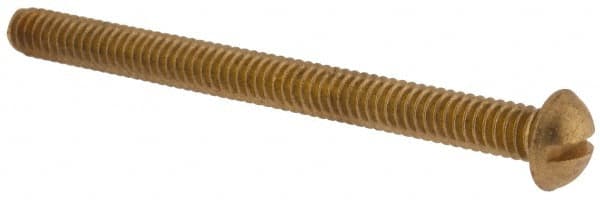 Value Collection - 1/4-20 UNC, 3" Length Under Head Slotted Drive Machine Screw - Round Head, Brass, Without Washer - Americas Industrial Supply