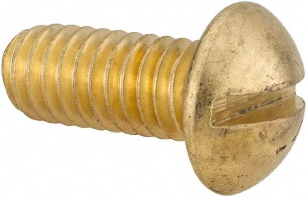 Value Collection - 5/16-18 UNC, 3/4" Length Under Head Slotted Drive Machine Screw - Round Head, Brass, Uncoated, Without Washer - Americas Industrial Supply
