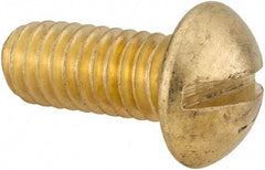 Value Collection - 5/16-18 UNC, 3/4" Length Under Head Slotted Drive Machine Screw - Round Head, Brass, Uncoated, Without Washer - Americas Industrial Supply