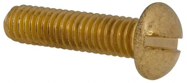 Made in USA - 5/16-18 UNC, 1-1/4" Length Under Head Slotted Drive Machine Screw - Round Head, Brass, Uncoated, Without Washer - Americas Industrial Supply