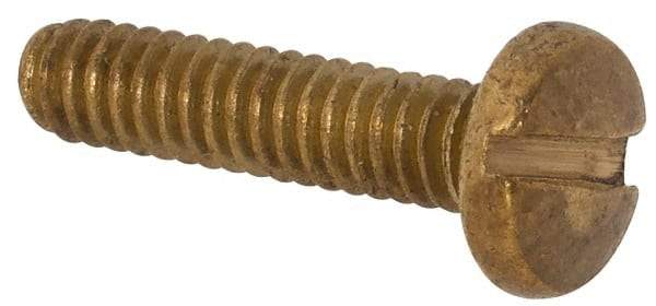 Made in USA - #2-56 UNC, 3/8" Length Under Head Slotted Drive Machine Screw - Binding Head, Brass, Uncoated, Without Washer - Americas Industrial Supply