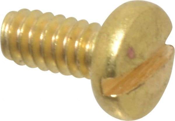 Made in USA - #4-40 UNC, 1/4" Length Under Head Slotted Drive Machine Screw - Binding Head, Brass, Uncoated, Without Washer - Americas Industrial Supply