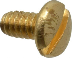 Made in USA - #6-32 UNC, 1/4" Length Under Head Slotted Drive Machine Screw - Binding Head, Brass, Uncoated, Without Washer - Americas Industrial Supply