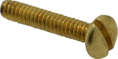 Made in USA - #6-32 UNC, 3/4" Length Under Head Slotted Drive Machine Screw - Binding Head, Brass, Uncoated, Without Washer - Americas Industrial Supply