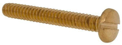 Made in USA - #6-32 UNC, 1" Length Under Head Slotted Drive Machine Screw - Binding Head, Brass, Uncoated, Without Washer - Americas Industrial Supply