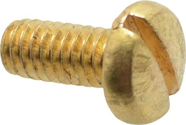 Made in USA - #8-32 UNC, 3/8" Length Under Head Slotted Drive Machine Screw - Binding Head, Brass, Uncoated, Without Washer - Americas Industrial Supply