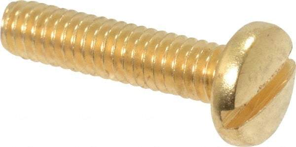 Value Collection - #8-32 UNC, 3/4" Length Under Head Slotted Drive Machine Screw - Binding Head, Brass, Uncoated, Without Washer - Americas Industrial Supply