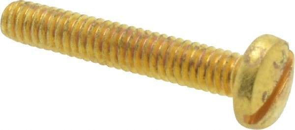 Value Collection - #8-32 UNC, 1" Length Under Head Slotted Drive Machine Screw - Binding Head, Brass, Uncoated, Without Washer - Americas Industrial Supply