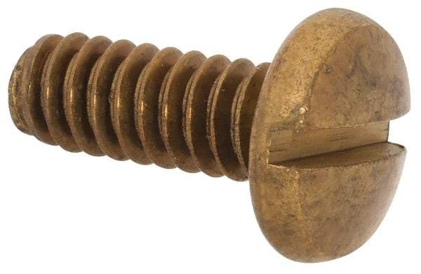 Value Collection - #10-24 UNC, 1/2" Length Under Head Slotted Drive Machine Screw - Binding Head, Brass, Uncoated, Without Washer - Americas Industrial Supply