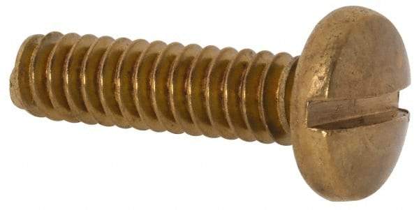 Value Collection - #10-24 UNC, 3/4" Length Under Head Slotted Drive Machine Screw - Binding Head, Brass, Uncoated, Without Washer - Americas Industrial Supply