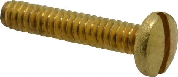 Value Collection - #10-24 UNC, 1" Length Under Head Slotted Drive Machine Screw - Binding Head, Brass, Uncoated, Without Washer - Americas Industrial Supply