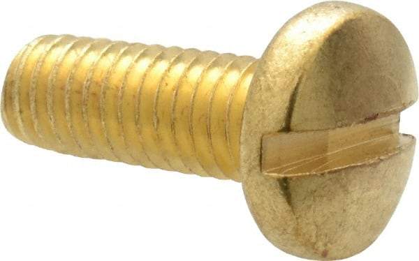 Value Collection - #10-32 UNF, 1/2" Length Under Head Slotted Drive Machine Screw - Binding Head, Brass, Uncoated, Without Washer - Americas Industrial Supply