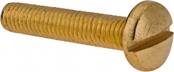 Value Collection - #10-32 UNF, 1" Length Under Head Slotted Drive Machine Screw - Binding Head, Brass, Uncoated, Without Washer - Americas Industrial Supply