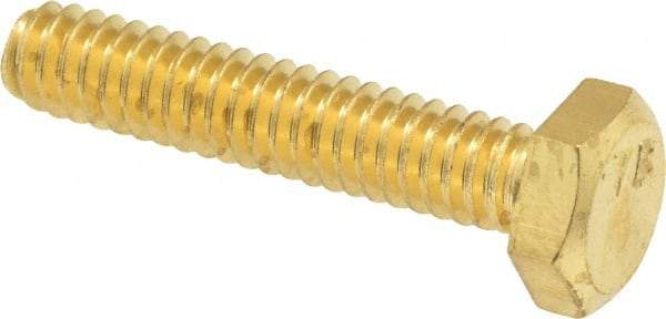 Value Collection - 1/4-20 UNC, 1-1/4" Length Under Head Hex Head Cap Screw - Brass, 7/16" Hex - Americas Industrial Supply