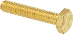 Value Collection - 1/4-20 UNC, 1-1/4" Length Under Head Hex Head Cap Screw - Brass, 7/16" Hex - Americas Industrial Supply