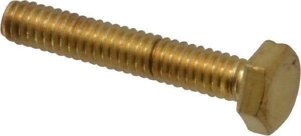 Value Collection - 1/4-20 UNC, 1-1/2" Length Under Head Hex Head Cap Screw - Brass, 7/16" Hex - Americas Industrial Supply