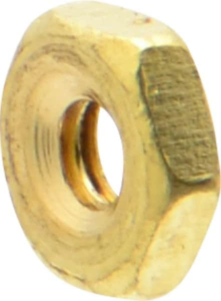 Value Collection - #2-56 UNC Brass Right Hand Machine Screw Hex Nut - 3/16" Across Flats, 1/16" High, Uncoated - Americas Industrial Supply