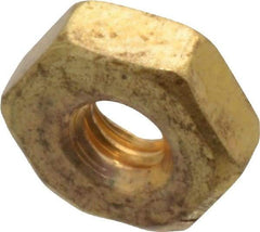 Value Collection - #4-40 UNC Brass Right Hand Machine Screw Hex Nut - 1/4" Across Flats, 3/32" High, Uncoated - Americas Industrial Supply