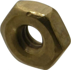 Value Collection - #6-32 UNC Brass Right Hand Machine Screw Hex Nut - 5/16" Across Flats, 7/64" High, Uncoated - Americas Industrial Supply