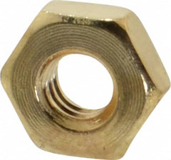 Value Collection - #8-32 UNC Brass Right Hand Machine Screw Hex Nut - 11/32" Across Flats, 1/8" High, Uncoated - Americas Industrial Supply