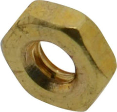 Value Collection - #10-24 UNC Brass Right Hand Machine Screw Hex Nut - 3/8" Across Flats, 1/8" High, Uncoated - Americas Industrial Supply