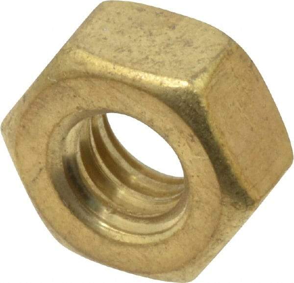 Value Collection - 1/4-20 UNC Brass Right Hand Hex Nut - 7/16" Across Flats, 7/32" High, Uncoated - Americas Industrial Supply